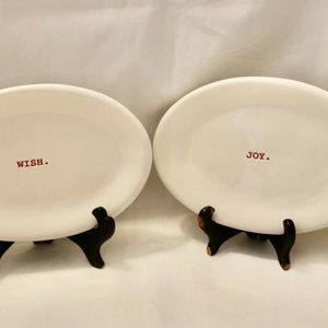 Rae Dunn Holiday Word Oval Plates Set 2 Wish Joy